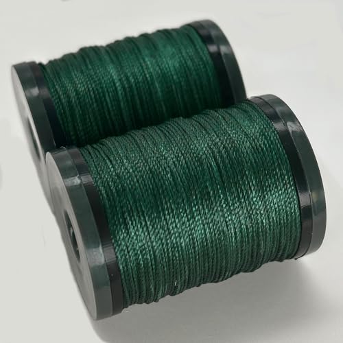 SiiRo PG202W17 runder gewachster Faden, 0,4/0,5/0,6/0,8 mm, gewachstes Polyestergarn für Ledernähen, Buchbinderfaden, gewachste Schnur zum Nähen von Hand, Dunkelgrün, 2 Stück von SiiRo