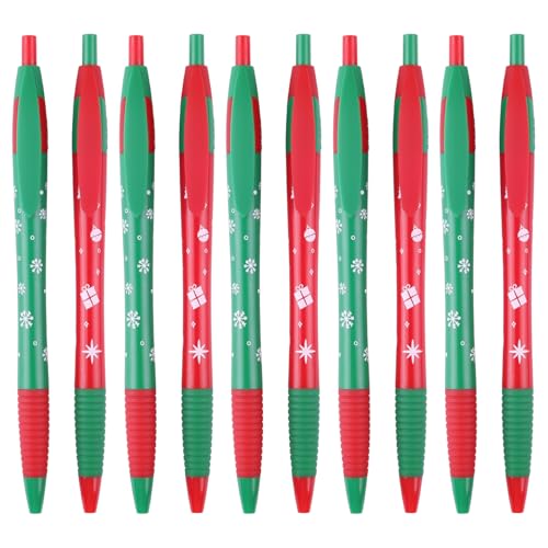 Sikao Weihnachts-Kugelschreiber im Großpack, Slimster-Kugelschreiber mit Griff, einziehbare Mine, mittlere Spitze, schwarze Tinte, geschmeidiges Schreibgefühl von Sikao