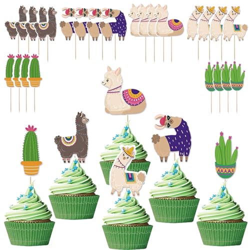 Silars Alpaka Cupcake Topper, 24 Stücke Tortendeko Alpaka Kaktus Deko Geburtstag, Wüste Tortenaufleger für Cupcake DIY Deko für Wald, Tiermotiv, Babyparty, Geburtstag, Party, Tischdekoration Silars Alpaka Cupcake Topper, 24 Stücke Tortendeko Alpaka Kaktus Deko Geburtstag, Wüste Tortenaufleger für Cupcake DIY Deko für Wald, Tiermotiv, Babyparty, Geburtstag, Party, Tischdekoration von Silars