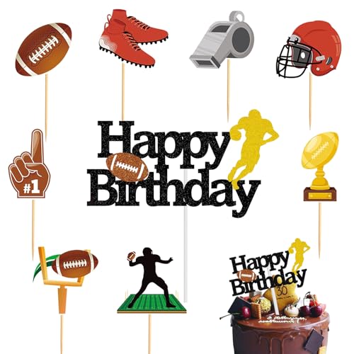 Silars American Football Tortendeko Geburtstag Junge, 9 Stücke Tortenaufleger Rugby Fussball Kuchen Deko, Glitzer American Football Thema Cupcake Topper für Torte zum Kindergeburtstag Silars American Football Tortendeko Geburtstag Junge, 9 Stücke Tortenaufleger Rugby Fussball Kuchen Deko, Glitzer American Football Thema Cupcake Topper für Torte zum Kindergeburtstag von Silars