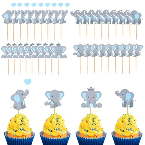 Silars Baby Elefant Cupcake Topper, 36 Stücke Tortendeko Blau Elefanten Deko Geburtstag, Baby Shower Tortenaufleger für Elefanten-Thema Geschlecht offenbart Babyparty Kinder Geburtstag Party Supplies Silars Baby Elefant Cupcake Topper, 36 Stücke Tortendeko Blau Elefanten Deko Geburtstag, Baby Shower Tortenaufleger für Elefanten-Thema Geschlecht offenbart Babyparty Kinder Geburtstag Party Supplies von Silars
