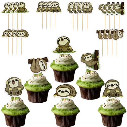 Silars Faultier Cupcake Topper, 24 Stücke Tortendeko Faultier Deko Geburtstag, Tier Tortenaufleger für Cupcake DIY Deko für Tiermotiv, Babyparty, Geburtstag, Party Silars Faultier Cupcake Topper, 24 Stücke Tortendeko Faultier Deko Geburtstag, Tier Tortenaufleger für Cupcake DIY Deko für Tiermotiv, Babyparty, Geburtstag, Party von Silars