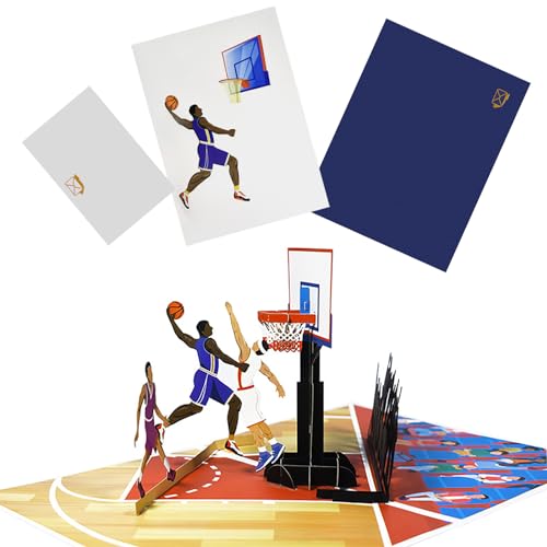 Silars Geburtstagskarte für Basketball, 3D Pop Up Geburtstagskarte Basketball Klappkarte mit Umschlag, Basketball Popup Karten für Jungen Mann Geburtstagsparty von Silars