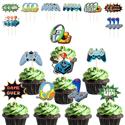 Silars Videospiel Cupcake Topper, 24 Stücke Tortendeko Videospiel Deko Geburtstag Junge, Video Gaming Tortenaufleger für Torte zum Kindergeburtstag Spiel Thema Party Silars Videospiel Cupcake Topper, 24 Stücke Tortendeko Videospiel Deko Geburtstag Junge, Video Gaming Tortenaufleger für Torte zum Kindergeburtstag Spiel Thema Party von Silars