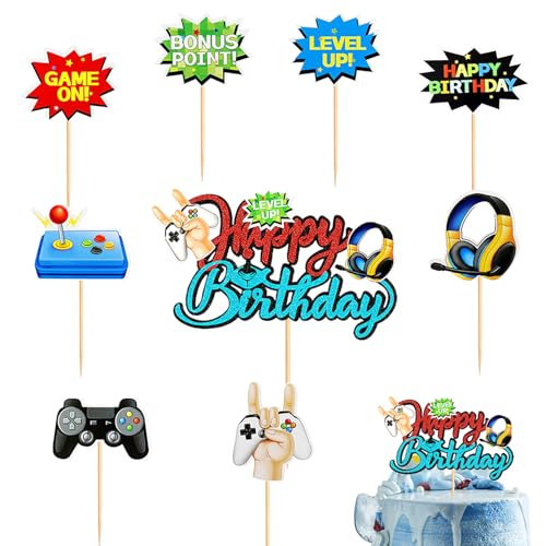 Silars Videospiel Tortendeko Geburtstag Junge, 9 Stücke Tortenaufleger Videospiel Video Gaming Kuchen Deko, Glitzer Spielkonsolen Thema Cupcake Topper für Torte zum Kindergeburtstag Spiel Thema Party Silars Videospiel Tortendeko Geburtstag Junge, 9 Stücke Tortenaufleger Videospiel Video Gaming Kuchen Deko, Glitzer Spielkonsolen Thema Cupcake Topper für Torte zum Kindergeburtstag Spiel Thema Party von Silars