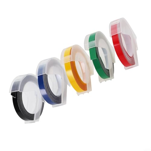 Nachfüllband für Etikettenhersteller, verschiedene Farben, 6 mm x 3 m, kompatibel mit mehreren Modellen (1 Set (5 Farben)) von Sileduove