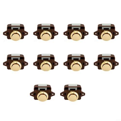 Sileduove 10 Stück Push Lock Button Latch Door Verriegelung Wohnmobil Möbelschloss Tür Schrank Schublade Campervan Spring Up Latch Knob(Brown Gold) von Sileduove