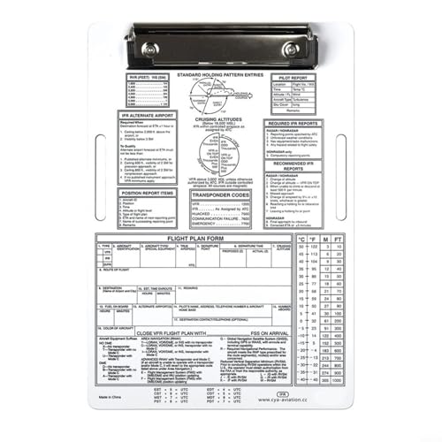Sileduove Aluminium Pilot Kniebrett Luftfahrt IFR VFR Notizblock Flugdatenrekorder mit elastischem Band Metallclip für Studenten Piloten 24,1 x 16,5 cm (IFR) von Sileduove