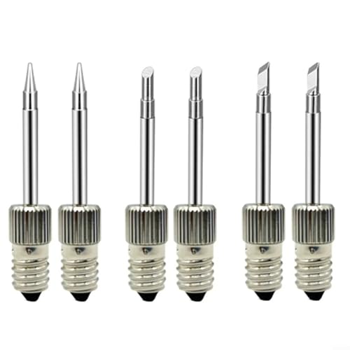 Sileduove Ersatz-Lötkolbenspitzen, Kabellose Akku-Lötkolbenspitze passend, Schnittstelle Akku Lötspitzen Schweißspitzen für USB-Lötspitze E10-Schnittstelle, silberfarben, 6 Stück von Sileduove