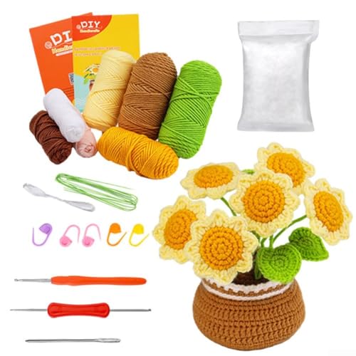 Sileduove Erstellen Sie einfach atemberaubende Häkelblumen, umfassende Anfänger-Sets mit Schritt-für-Schritt-Anleitungen (Sonnenblumenpflanzung) von Sileduove
