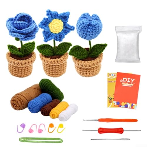 Sileduove Erstellen Sie einfach atemberaubende Häkelblumen, umfassende Anfänger-Sets mit Schritt-für-Schritt-Anleitungen (blaue Blumen) von Sileduove