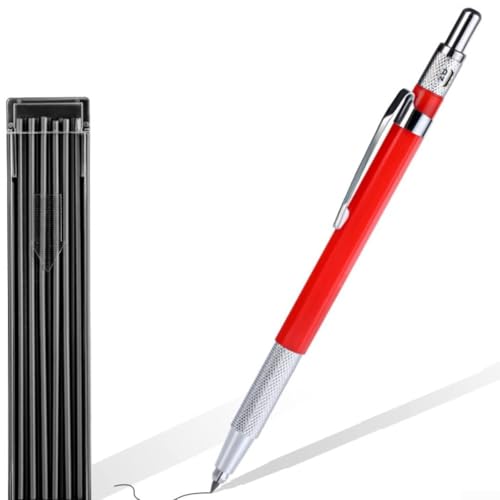 Sileduove Metall-Marker mit eingebautem Spitzer, perfekt für Metall-Layout-Werkzeug (roter Stift + schwarzer Kern) von Sileduove