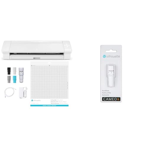 Silhouette America SILH-CAMEO-4-PLUS-5T SILHOUETTE CAMEO 4 PLUS Schneideplotter, Weiß, 38cm Arbeitsbreite & AUTOBLADE, nur zur Verwendung mit Cameo 4, Einheitsgröße von Silhouette