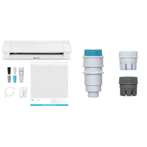 Silhouette America SILH-CAMEO-4-PLUS-5T SILHOUETTE CAMEO 4 PLUS Schneideplotter, Weiß, 38cm Arbeitsbreite & Universalstiftehalter für Silhouette Cameo 4 und Portrait 3 von Silhouette