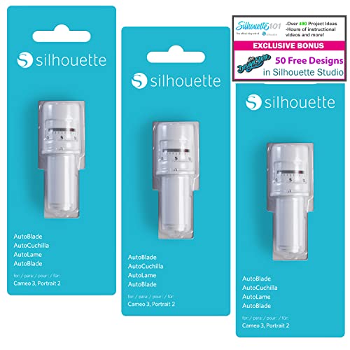 Silhouette Autoblade Ersatzklingen für Cameo 3 und Portrait 2-50, kostenlose Designs, 3 Stück von Silhouette America