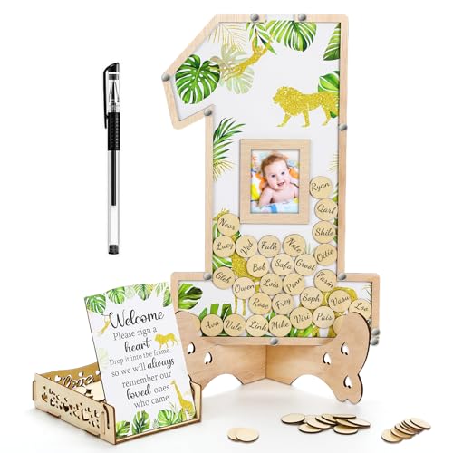 SiliFine 64 Stück Dekorationen für den 1. Geburtstag, Gästebuch, Alternativen zum ersten Geburtstag, Babyparty, Dekoration, Partyzubehör, Tafelaufsätze, Fotorahmen, Sweet One, Partyzubehör, von SiliFine