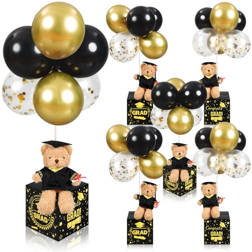 Silipull 6 Sets 2025 Abschlussbär mit Abschlusskappe, Spielzeug, Ballonständer, Tafelaufsatz, Tischdekoration, Abschlussfeier, Party, Dekor-Ballon mit Ständer, Bär, Plüschtier-Boxen für Silipull 6 Sets 2025 Abschlussbär mit Abschlusskappe, Spielzeug, Ballonständer, Tafelaufsatz, Tischdekoration, Abschlussfeier, Party, Dekor-Ballon mit Ständer, Bär, Plüschtier-Boxen für von Silipull