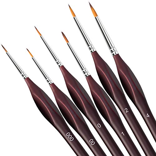 Malerpinsel-Set, 6-teilig, professionelles Pinsel-Set, mit feiner Spitze, rund, spitz, Nylon, für Acryl-, Aquarell-, Ölmalerei (Rotbraun) von Silithus