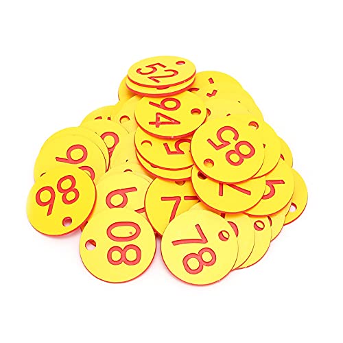 SilkRoadSupply Nummerierte Bienenstock -Tag ABS -Runde Zeichenbezeichnungen mit Loch für die Bienenzucht und das Viehmanagement Rot gelb 50pcs von SilkRoadSupply