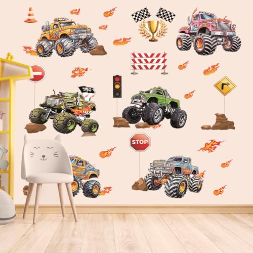 90x30cm Wandsticker Auto - Wandtattoo Kinderzimmer Junge Transporte Fahrzeuge - Monster Trucks Wandaufkleber - Selbstklebend Wandtattoo Rennauto für Junge Mädchen Schlafzimmer Babyzimmer Wanddeko 90x30cm Wandsticker Auto - Wandtattoo Kinderzimmer Junge Transporte Fahrzeuge - Monster Trucks Wandaufkleber - Selbstklebend Wandtattoo Rennauto für Junge Mädchen Schlafzimmer Babyzimmer Wanddeko von Silkwish