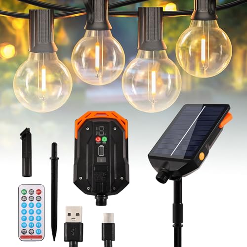 Solarpanel Ersatz für Lichterkette mit Fernbedienung & USB Ladeanschluss - 24V Solarmodul für LED Lichterketten Außen - IP65 Wasserdicht Solarleuchten Ersatzteil, 13 Beleuchtungsmodi (Ohne Lampe) von Silkwish