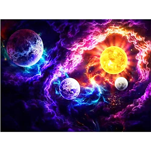 DIY 5D Diamant Malerei Kit Science-Fiction-Universum Diamond Painting Bilder Vollbohrer Diamant Gemälde Malen Nach Zahlen Diamant Stickerei Wall/Eingang/Büro Dekorationen 25x30cm/10x12inch Round von SilkyShy