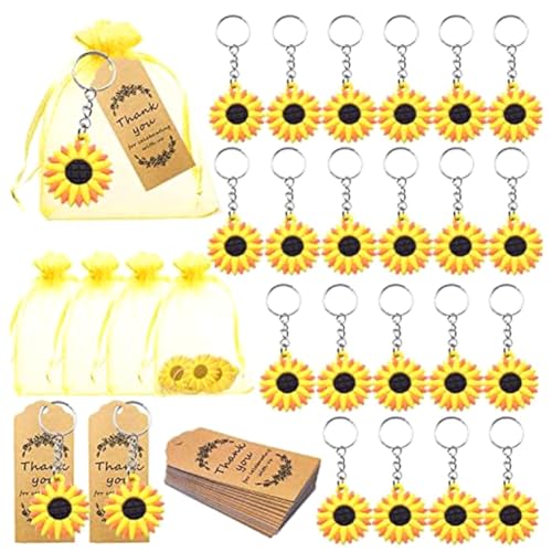 Silriku 30-teiliges Sonnenblumen-Schlüsselanhänger-Set mit Sonnenblumen-Motiv von Silriku
