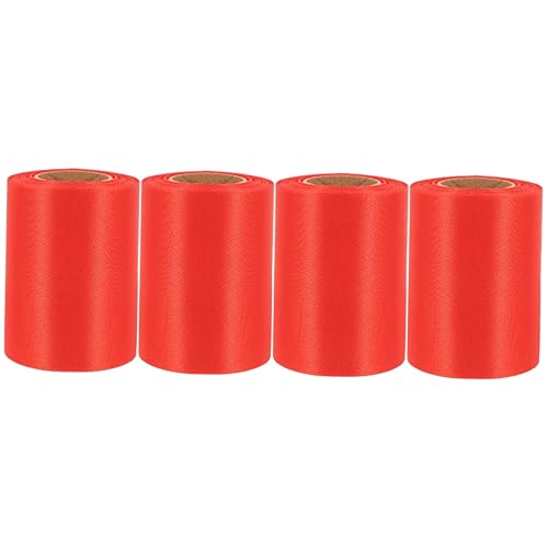 SilteD 4 Rollen Hochzeitsdekorationsband Stoffbänder Geschenkschleifenband breites Band rotes Tüllband Blumenstrauß Wickelband Roségold Satinband Organza Polyester Weihnachtsbaum von SilteD