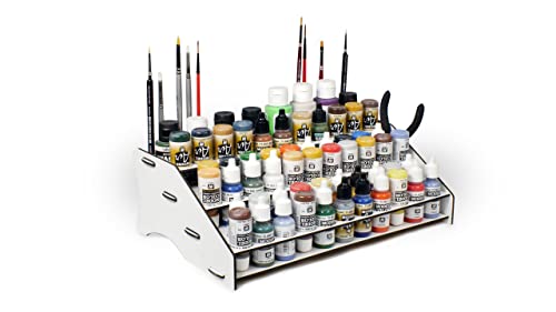 Vallejo Paintstation Organizer für Acrylfarben, Pinsel und Werkzeuge für Arbeitstisch, Miniaturmalerei, Modellbau, Warhammer. Farben nicht im Lieferumfang enthalten von Silu