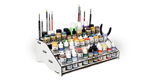 Silu- Vallejo Paintstation Organizer für Acrylfarben, Pinsel und Werkzeuge für Arbeitstisch, Miniaturmalerei, Modellbau, W40K. Farben nicht im Lieferumfang enthalten von Silu