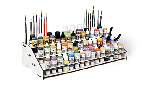 Silu- Vallejo Paints Organizer, Paint Station für Acrylfarben, Pinsel und Werkzeuge für Werkbank, Miniaturenmalerei, Modellbau, Warhammer. Farben NICHT enthalten von Silu