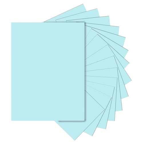 Silunkia 28 Blatt hellblauer Karton, 8,5 x 11, 41,7 kg Kartendruckerpapier zum Basteln, DIY-Karten, Visitenkarten, Einladungen, Speisekarten, Zertifikate (blau) von Silunkia