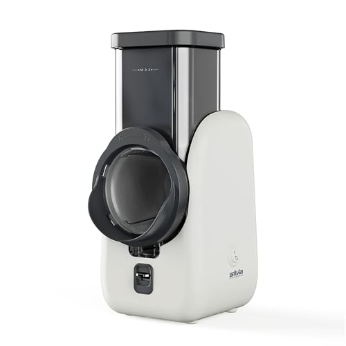 Silva Schneider SKR 800 Elektrische Küchenreibe – 80 W, 4 Schneideinsätze, rotierende Edelstahlklingen, sicheres Design ohne Klingenkontakt, einfache Reinigung – Weiß/Dunkelgrau von Silva Schneider