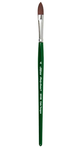 Silver Brush Limited 2510S4 Ruby Satin Katzenzungenpinsel für Flüssige und Fließende Acrylfarben, Pinsel in Größe 4, Acrylfarben Pinsel mit Kurzem Griff von Silver Brush Limited