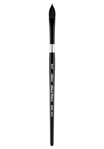 Silver Brush Limited 3009S3/8in Black Velvet Ovaler Pinsel, Aquarellpinsel, Größe 3/8 Zoll, Kurzer Griff von Silver Brush Limited