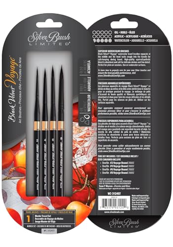 Silver Brush Limited WC-3124ST Black Velvet Voyage 4er Reise Pinselset, Pinsel Größen 4, 6, 8 und 2 von Silver Brush Limited