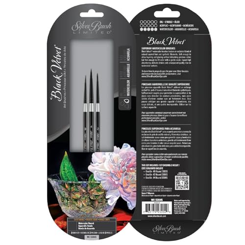 Silver Brush Limited WC-3204S Black Velvet Pinselset für Feine Linien & Details, 3er Set Pinsel, Pinsel Rund in den Größen 0, 2 und 4 Silver Brush Limited WC-3204S Black Velvet Pinselset für Feine Linien & Details, 3er Set Pinsel, Pinsel Rund in den Größen 0, 2 und 4 von Silver Brush Limited