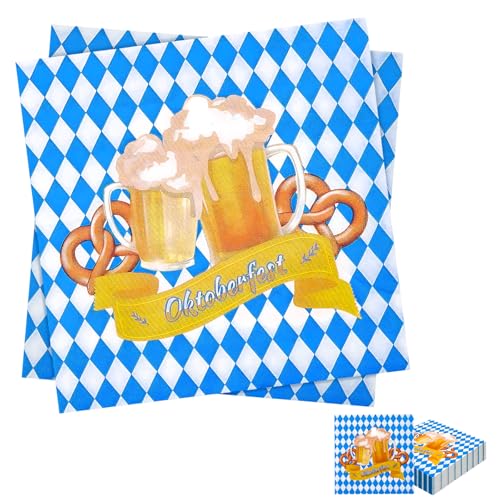 SilverChry 100Pcs Bayern Servietten Oktoberfest Deko, Oktoberfest Deko Oktoberfest Party, Tissueservietten Bayrisch Blau, Oktoberfest Servietten, für Oktoberfest-Bierzelt-Tischdekoration SilverChry 100Pcs Bayern Servietten Oktoberfest Deko, Oktoberfest Deko Oktoberfest Party, Tissueservietten Bayrisch Blau, Oktoberfest Servietten, für Oktoberfest-Bierzelt-Tischdekoration von SilverChry