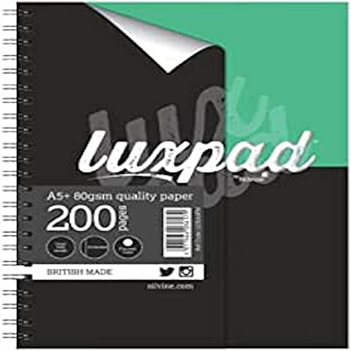 Luxpad Notizbuch, A5, Spiralbindung, 200 Seiten, fein liniert, mit Rand, 2 Löchern, 3 Stück von Silvine
