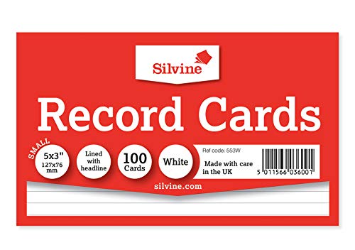 Silvine 127 x 76 mm liniert Record Karte – Weiß (100 Stück) von Silvine