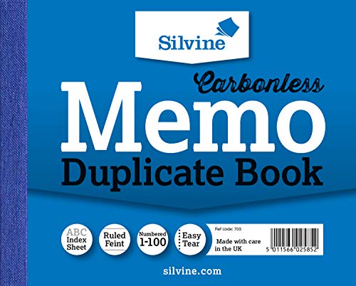 Silvine Durchschreibebuch, nummeriert von 1-100, mit Indexblatt (102 x 127 mm) von Silvine