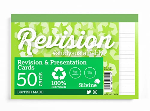 Silvine Luxpad Revision Lernkarten, A6, liniert (50 Karten), weiß von Silvine