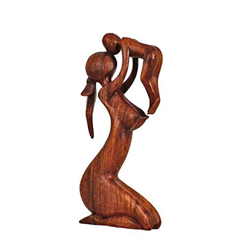 Simandra Holz Figur Skulptur Abstrakt Holzfigur Statue Afrika Asia Handarbeit Deko Mutter Größe 10 cm von Simandra