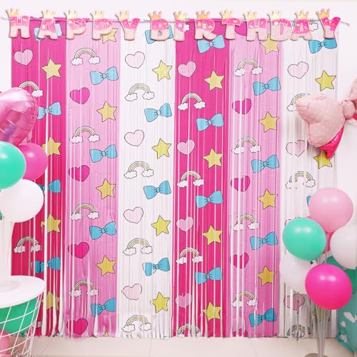 Kawaii Geburtstagsparty-Dekoration, 4 Stück, Cartoon-Katzen-Party-Fotoautomaten-Requisiten, Schleifenfransenvorhänge, Lametta-Foto-Luftschlangen, Hintergrund für Mädchen, Kitty-Themenparty-Zubehör Kawaii Geburtstagsparty-Dekoration, 4 Stück, Cartoon-Katzen-Party-Fotoautomaten-Requisiten, Schleifenfransenvorhänge, Lametta-Foto-Luftschlangen, Hintergrund für Mädchen, Kitty-Themenparty-Zubehör von Simaya