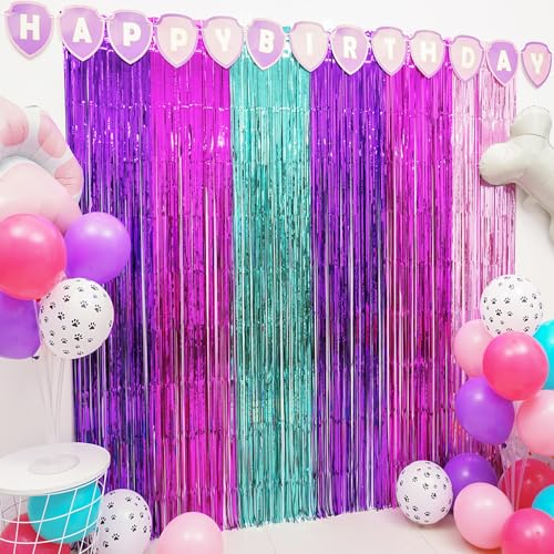 Pink Paw Puppy Patrol Geburtstagsdekorationen für Mädchen, 4 Stück, rosa Paw Party Photo Booth Requisite, lila rosa blaugrün Fransenvorhänge Lametta Foto Luftschlangen Hintergrund für Paw Birthday Pink Paw Puppy Patrol Geburtstagsdekorationen für Mädchen, 4 Stück, rosa Paw Party Photo Booth Requisite, lila rosa blaugrün Fransenvorhänge Lametta Foto Luftschlangen Hintergrund für Paw Birthday von Simaya