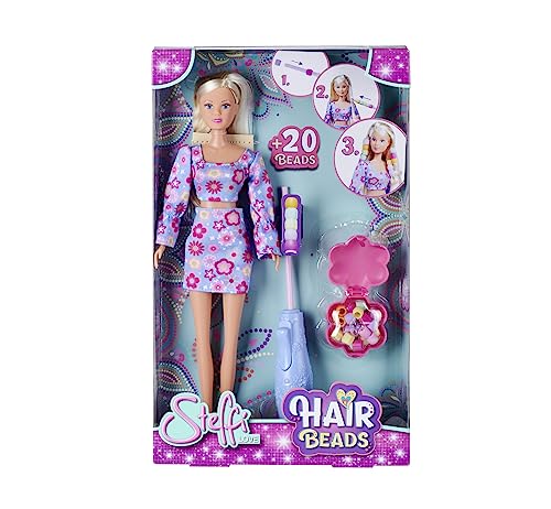 Simba 105733652 - Steffi LOVE Puppe Hair Beads (29 cm) - Ankleidepuppe mit Kleidung, 20 Haar-Perlen zum Auffädeln, Zubehör & 2-in-1 Haarbürste, Spielzeug für Kinder ab 3 Jahre von Simba
