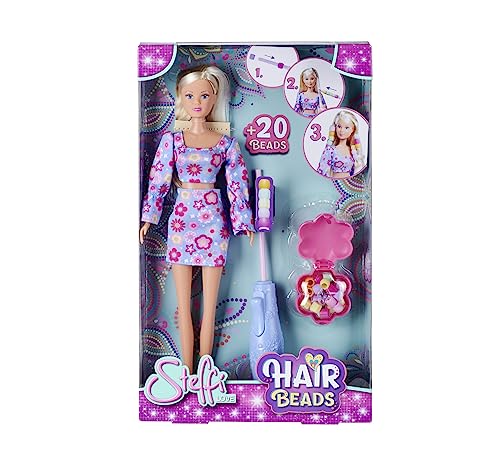 Simba 105733652 - Steffi Love Puppe Hair Beads (29 cm) - Ankleidepuppe mit Kleidung, 20 Haar-Perlen zum Auffädeln, Zubehör & 2-in-1 Haarbürste, Spielzeug für Kinder ab 3 Jahre von Simba