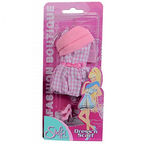 Simba Steffi Love Kleidung Dress'n Scarf Abendmode Schal Kleider Modepuppe Puppe NEU, Farbe:Rosa von Simba