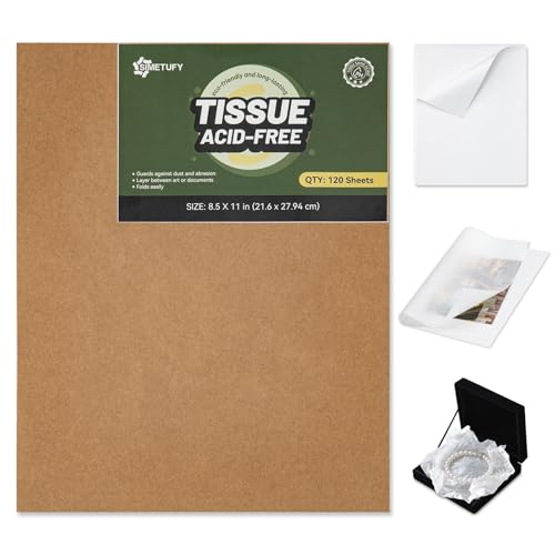 Simetufy 120 Blatt säurefreies Seidenpapier zur Aufbewahrung, 21,6 x 27,9 cm, gepuffertes Archivpapier, Zwischenblätter, verlängert die Lebensdauer von Bildern, Fotos, Kunstwerken und Textilien, für von Simetufy