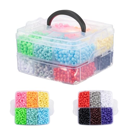 Simetufy Pony-Perlen, 12 Farben, Perlen für Armbandherstellung, Haarflechten, Bastelarbeiten, Kandi-Schmuck, Schlüsselanhänger, Weihnachtsgeschenke, 2400 Stück von Simetufy